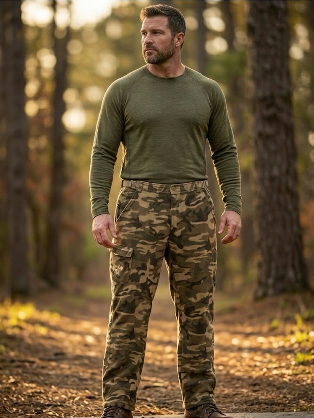 RedHead Camo Fleece Cargo Pants Men’s XL Elastic Waist Pockets(A606)